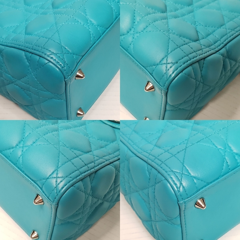 Authentic Dior Lady Dior Turquoise Cannage Leather Medium Bag - Picture 12 of 16